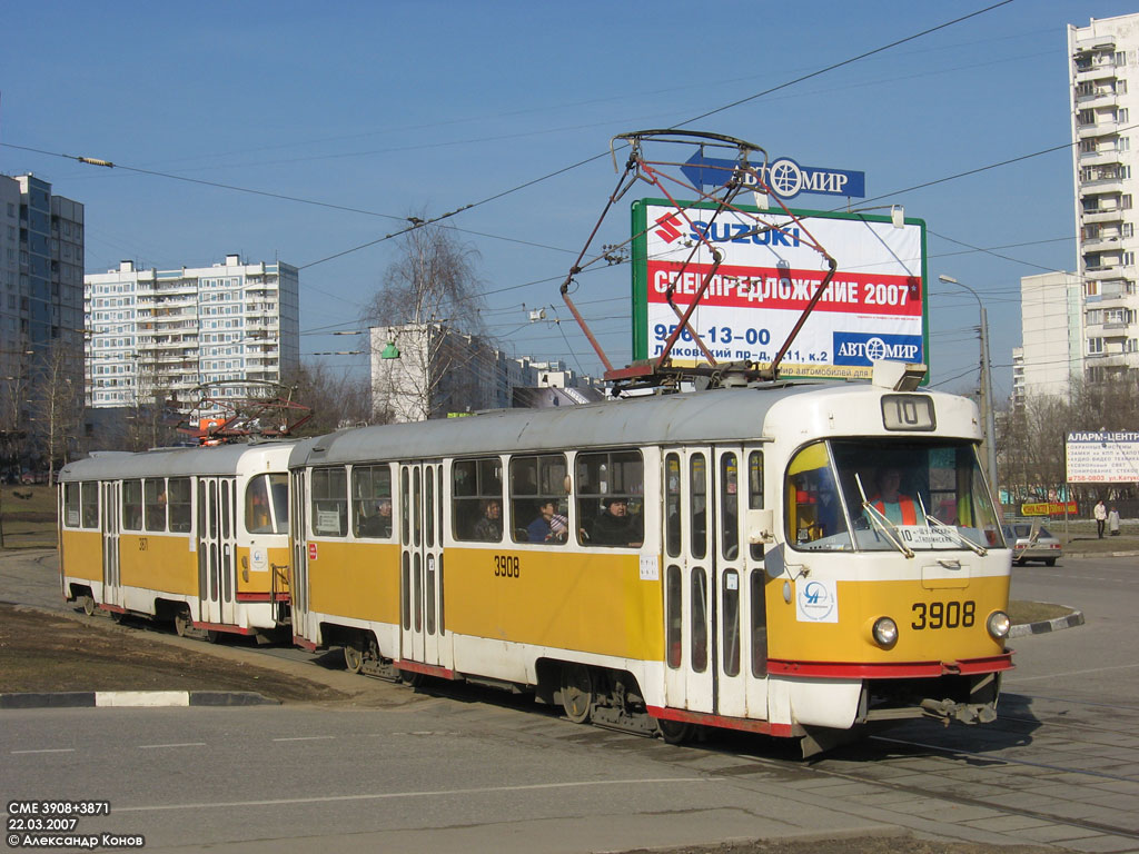 Москва, Tatra T3SU № 3908