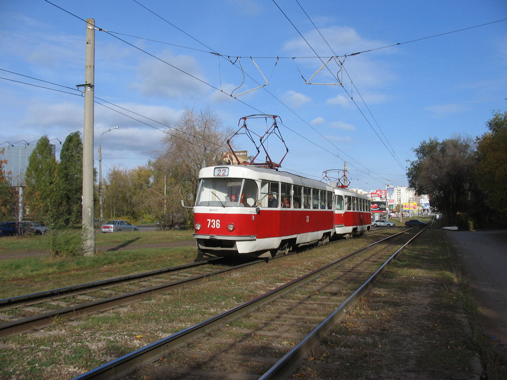 Самара, Tatra T3SU (двухдверная) № 736