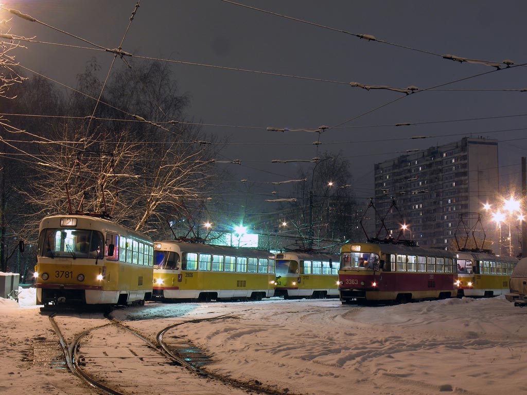 Москва, Tatra T3SU № 3781; Москва, Tatra T3SU № 3906; Москва, Tatra T3SU № 3752; Москва, МТТМ № 3363