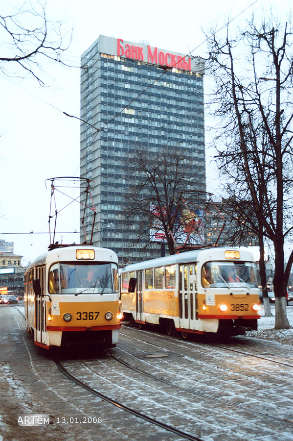 Moscou, MTTM N°. 3367; Moscou, Tatra T3SU N°. 3852