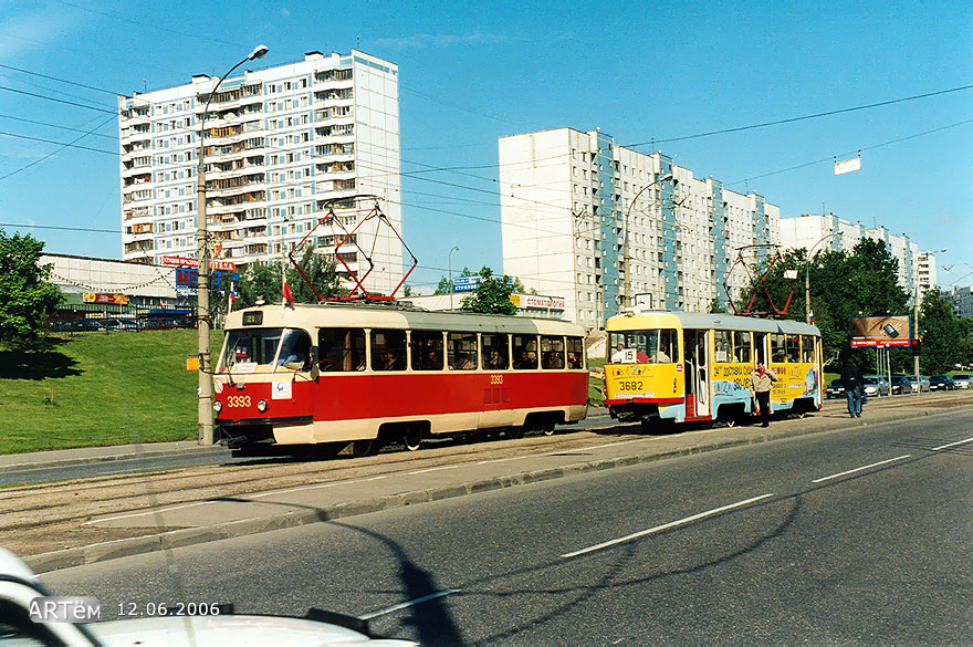 Moscow, MTTCh # 3393; Moscow, Tatra T3SU # 3682
