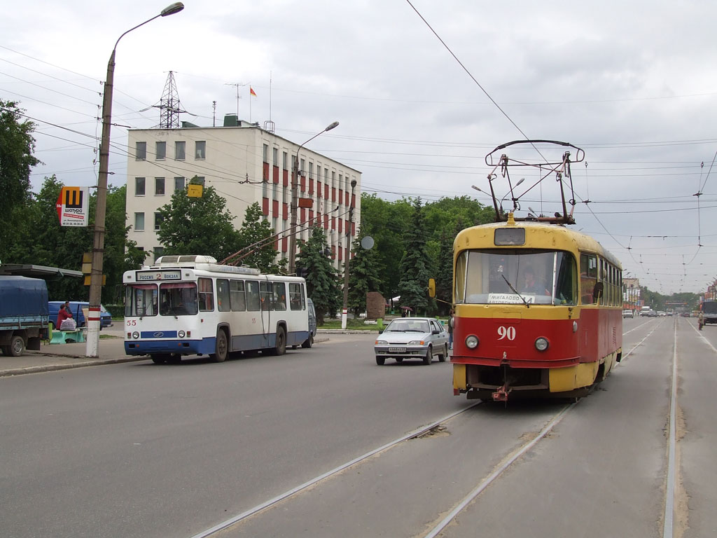 Тверь, Tatra T3SU № 90; Тверь, БТЗ-5276-04 № 55; Тверь — Тверской трамвай в начале 2000-х гг. (2002 — 2006 гг.); Тверь — Тверской троллейбус в начале 2000-х гг. (2002 — 2006 гг.)