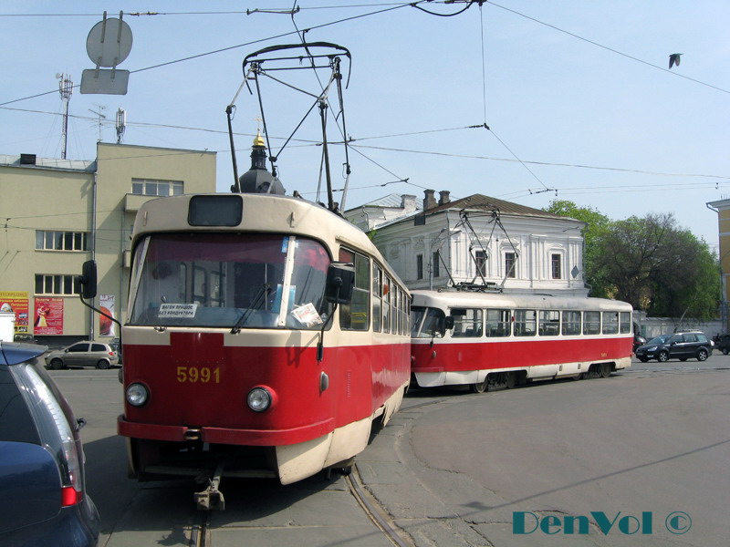 Киев, Tatra T3SU № 5991; Киев, Tatra T3SU № 5851; Киев — Трамвайные линии: Закрытые линии