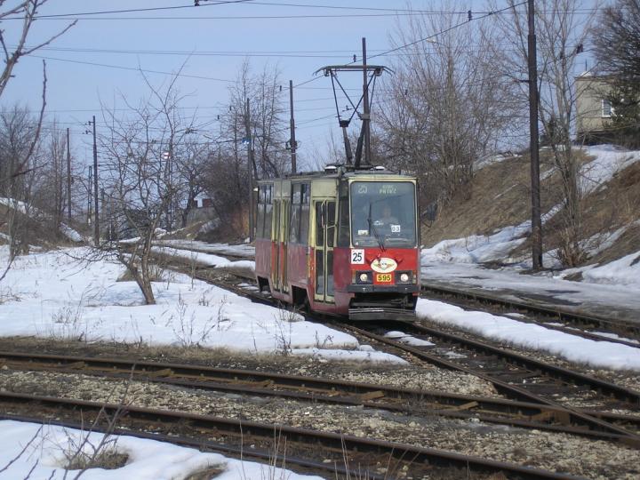 Silezijos tramvajai, Konstal 105Na nr. 595; Silezijos tramvajai — Tram Route 25: Bendzin — Grodzets — Voykovitse (22.01.1951—31.03.2006)