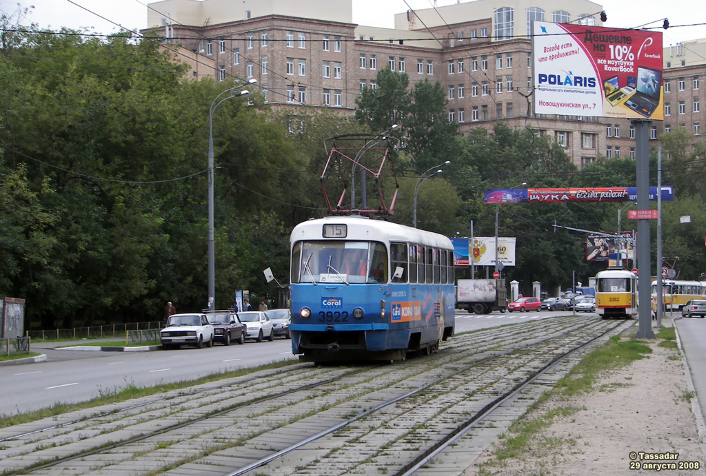 Москва, Tatra T3SU № 3922