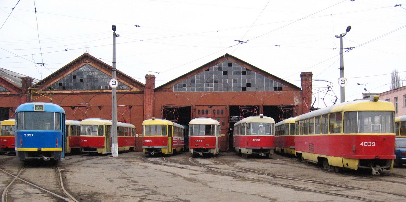 奧德薩, Tatra T3R.P # 3331; 奧德薩, Tatra T3SU (2-door) # 3149; 奧德薩, Tatra T3SU (2-door) # 2986; 奧德薩, Tatra T3SU (2-door) # 3003; 奧德薩, Tatra T3SU # 4088; 奧德薩, Tatra T3SU # 4039; 奧德薩 — Tramway Depot #1 & ORZET