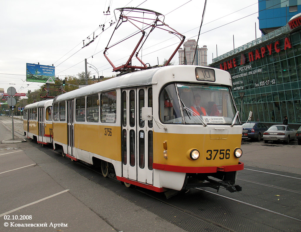 Москва, Tatra T3SU № 3756