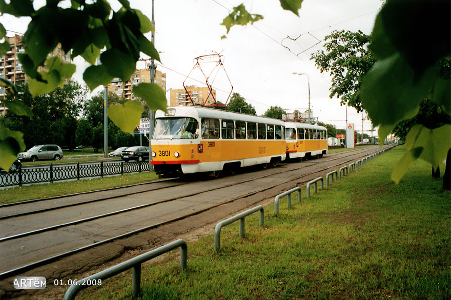 Москва, Tatra T3SU № 3801