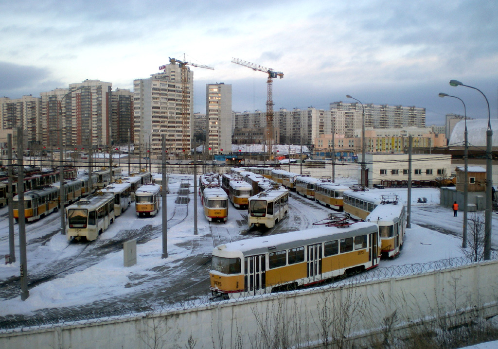 Moskwa, Tatra T3SU Nr 3875; Moskwa — Tram depots: [3] Krasnopresnenskoye. New site in Strogino; Moskwa — Views from a height
