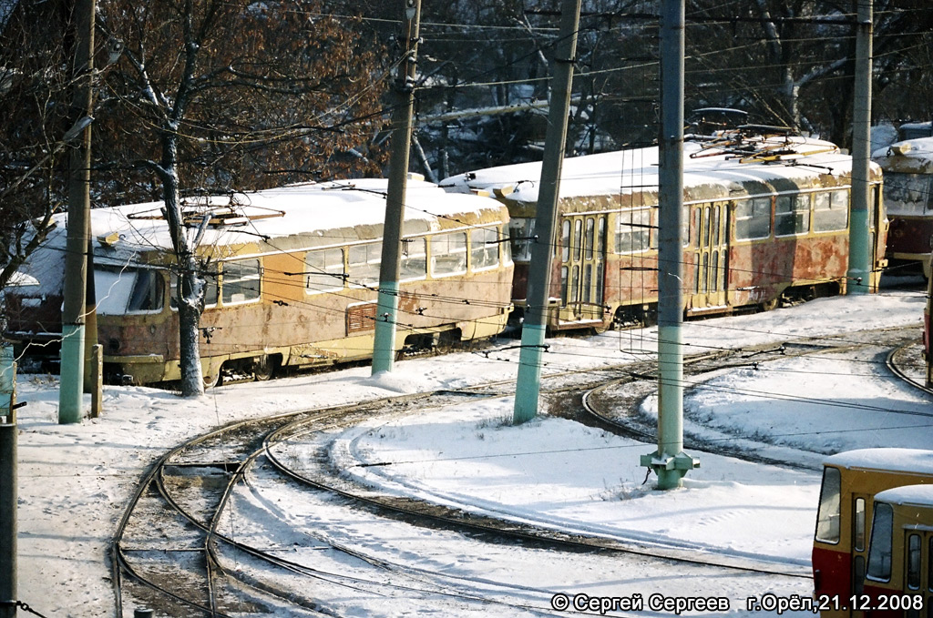 Oryol, Tatra T3SU # 012; Oryol, Tatra T3SU # 021; Oryol — Tram cars in storage; Oryol — Tram depot named by Y. Vitas