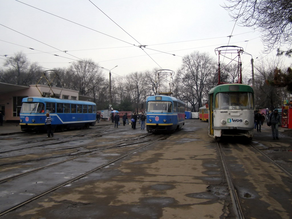 Одеса, Tatra T3R.P № 3293; Одеса, Tatra T3R.P № 4062; Одеса, Tatra T3SU № 4040; Одеса — Конечные станции
