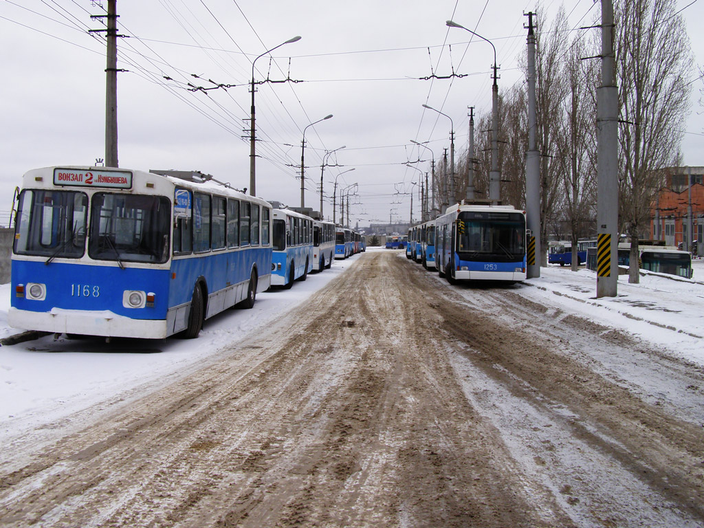 Volgograd, ZiU-682V-012 [V0A] # 1168; Volgograd, VMZ-5298.01 (VMZ-463) # 1253; Volgograd — Depots: [1] Trolleybus depot # 1