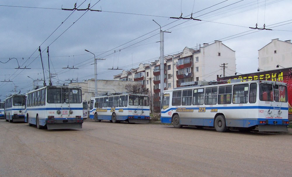 Sevastopol, YMZ T2 № 1414; Sevastopol, YMZ T2 № 1421; Sevastopol — Trolleybus lines and rings