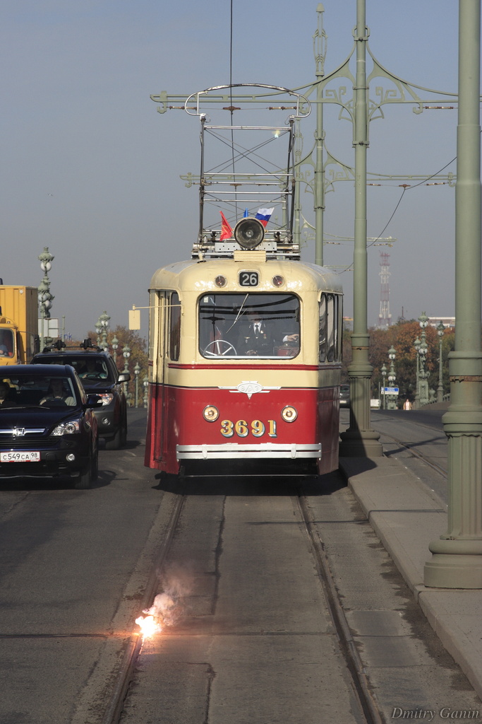 Saint-Pétersbourg, LM-49 N°. 3691; Saint-Pétersbourg — Parade of the 100th birthday of St. Petersburg tram