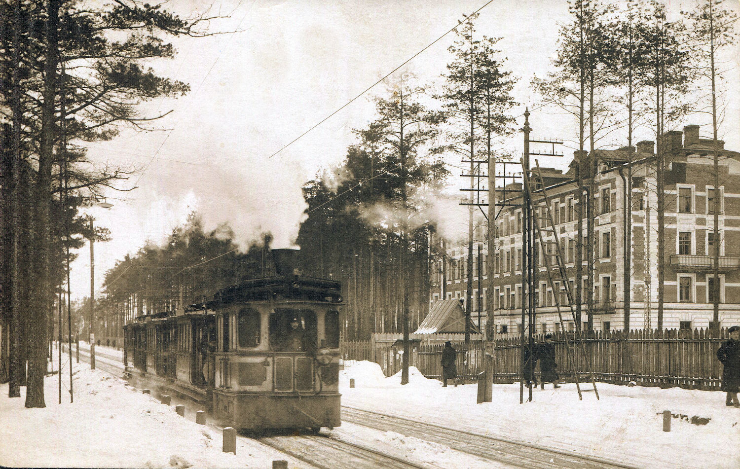 Санкт-Петербург, Паровоз № 9; Санкт-Петербург — Исторические фотографии трамвайных вагонов