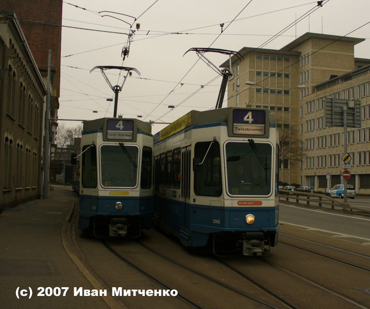 Zürich, SWP/SIG/BBC Be 4/6 "Tram 2000" # 2076; Zürich, SWP/SIG/BBC Be 4/6 "Tram 2000" # 2062