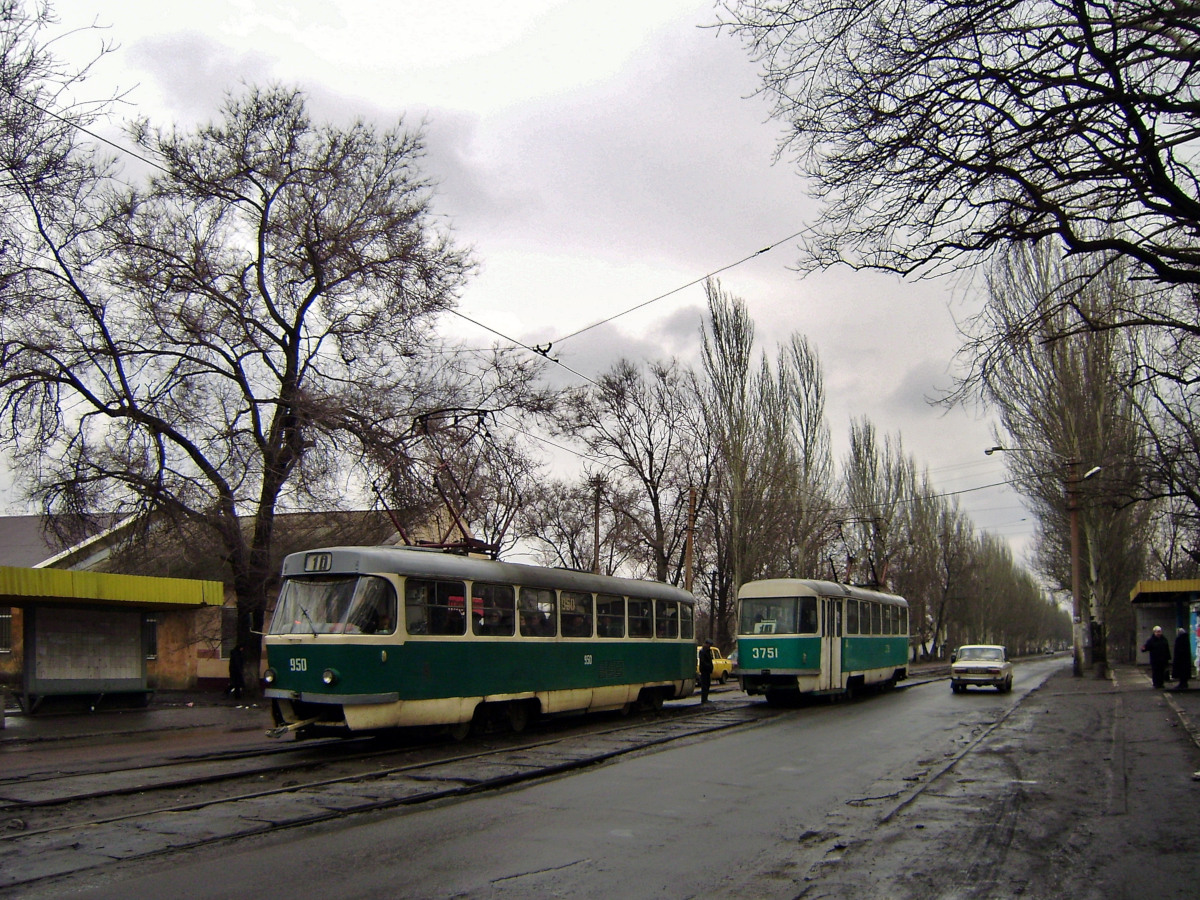 Donetsk, Tatra T3SU # 950 (3950); Donetsk, Tatra T3SU (2-door) # 3751
