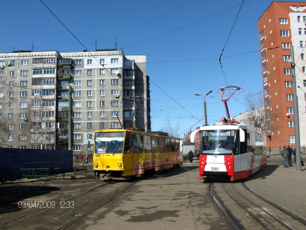 Нижний Новгород, Tatra T6B5SU № 2902; Нижний Новгород, 71-153 (ЛМ-2008) № 2501; Нижний Новгород — Испытания нового вагона ЛМ-2008 (71-153)