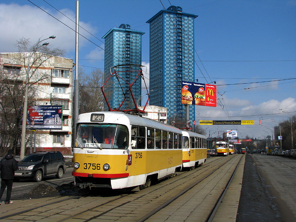 Москва, Tatra T3SU № 3756