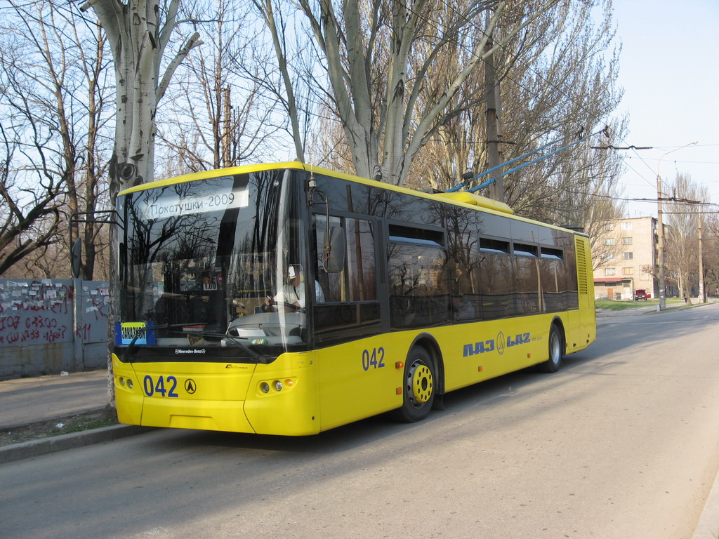 Запорожье, ЛАЗ E183D1 № 042; Запорожье — Поездка на троллейбусе ЛАЗ E183D1 № 042 (04.04.2009)