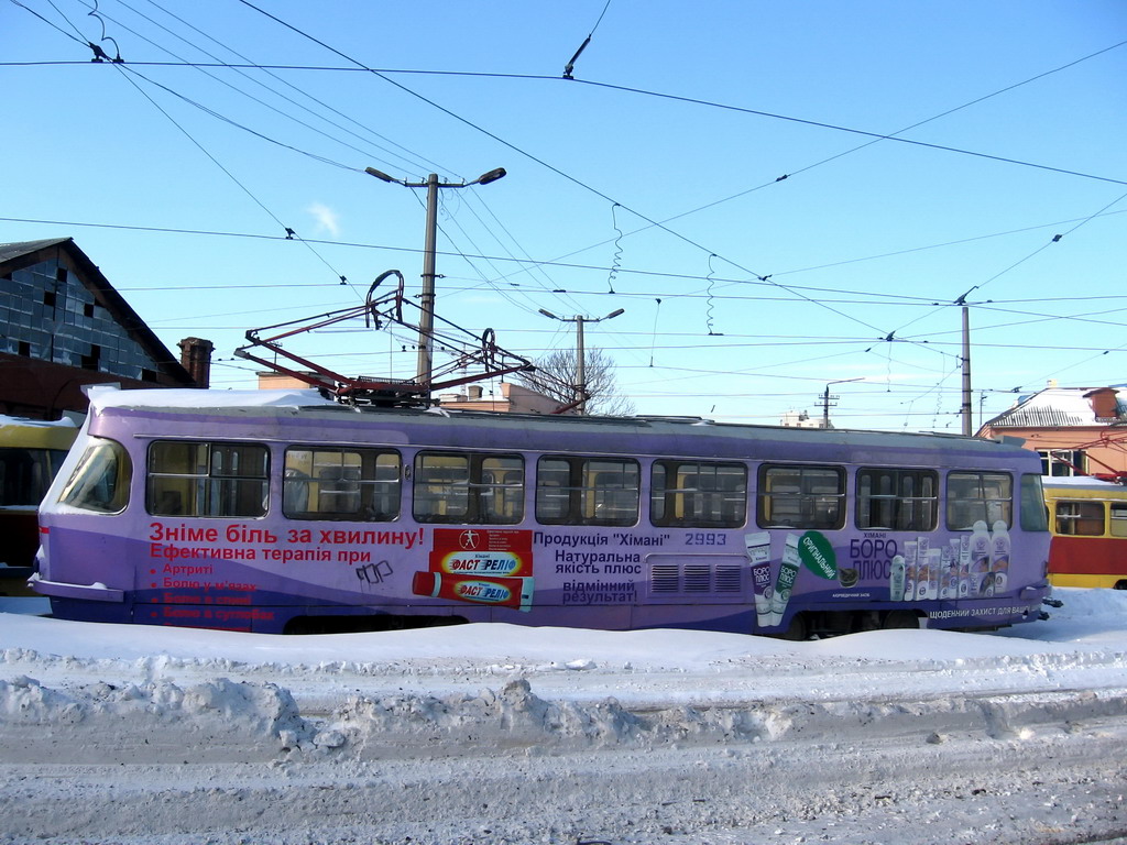 Odessa, Tatra T3SU (2-door) № 2993; Odessa — 23.02.2007 — Snowfall and Its Aftermath