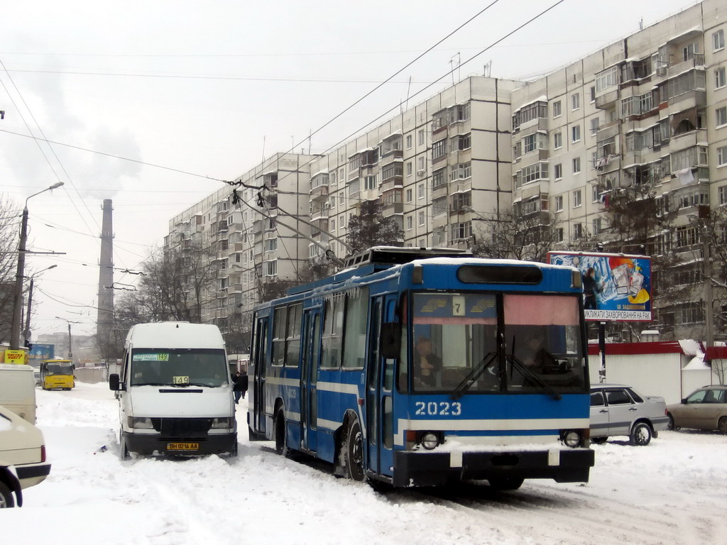 Одесса, ЮМЗ Т1Р (Т2П) № 2023; Одесса — 23.02.2007 — Снегопад и его последствия