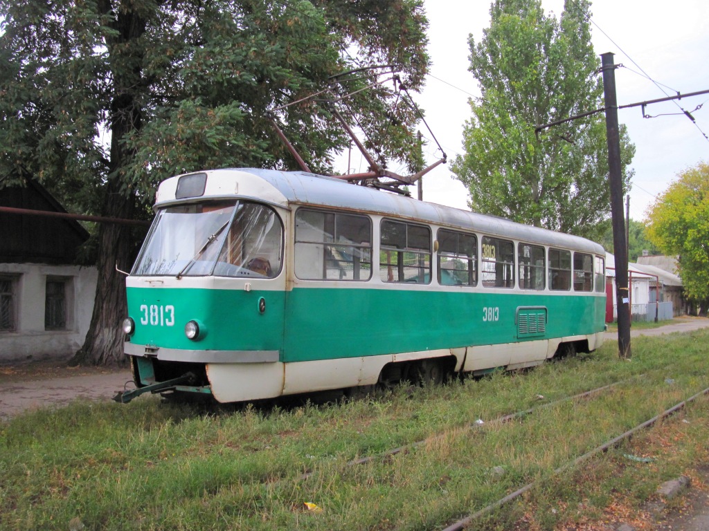 Doneck, Tatra T3SU (2-door) č. 3813; Doneck — Tram line to Mushketovo station