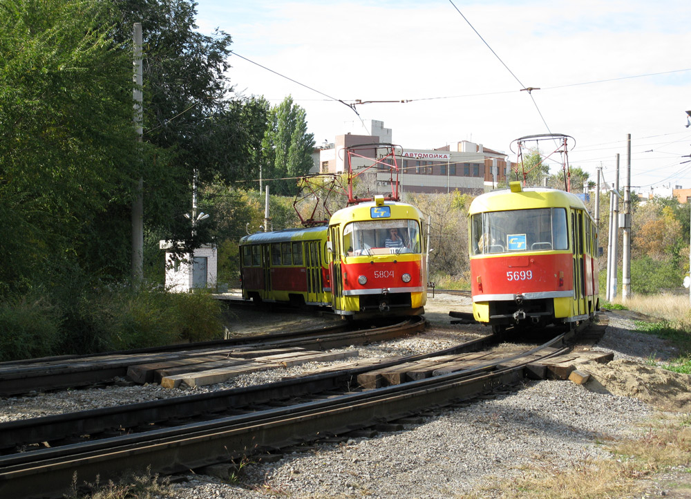 Volgograd, Tatra T3SU № 5699; Volgograd, Tatra T3SU № 5804; Volgograd, Tatra T3SU № 5800; Volgograd — Tram lines: [5] Fifth depot — Tram rapid transit