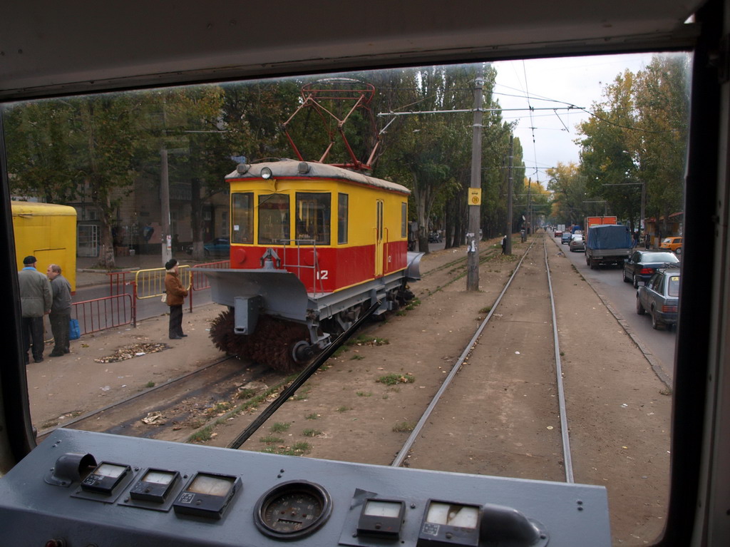 Одесса, ГС-4 (ГВРЗ) № 12; Одесса, ВТК-24 № 020; Одесса — 27.10.2009 — Парад снегоочистителей; Одесса — Трамвайные линии: Вокзал → Люстдорф → Рыбный порт