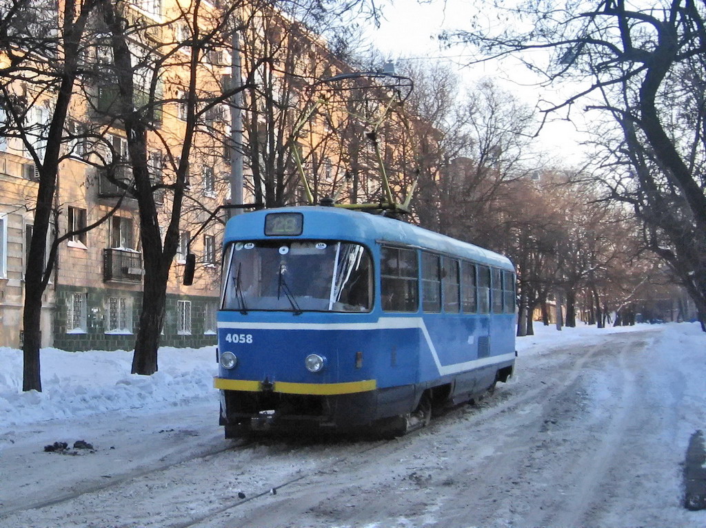 Одесса, Tatra T3R.P № 4058; Одесса — 23.02.2007 — Снегопад и его последствия
