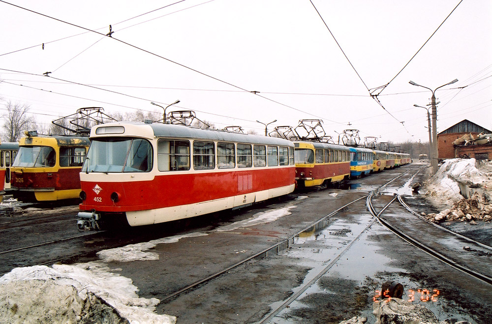 Ufa, Tatra T3SU — 3126; Ufa, Tatra T3SU — 3164; Ufa, Tatra T3SU (2-door) — 3163; Chemnitz, Tatra T3D — 452; Ufa — Tramway Depot No. 2 (formerly No. 3)