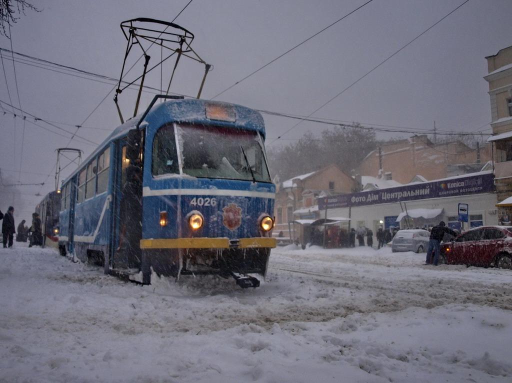 Одесса, Tatra T3R.P № 4026; Одесса — 15.12.2009 — Снегопад и его последствия
