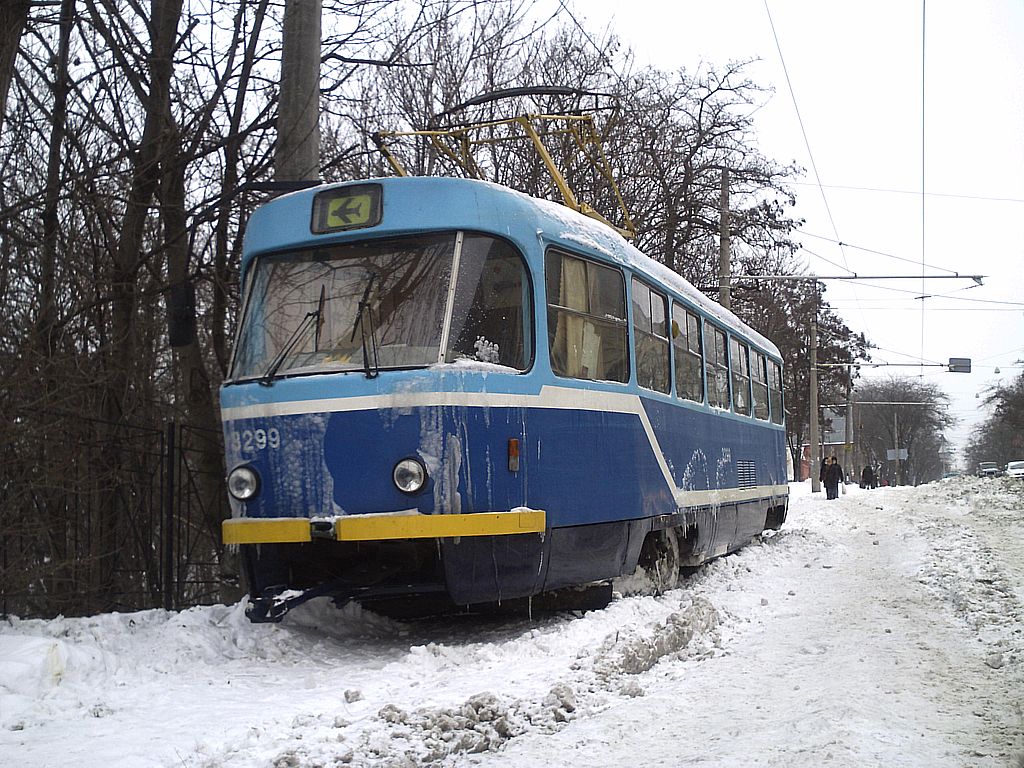 Odesa, Tatra T3R.P № 3299; Odesa — 15.12.2009 — Snowfall and Its Aftermath