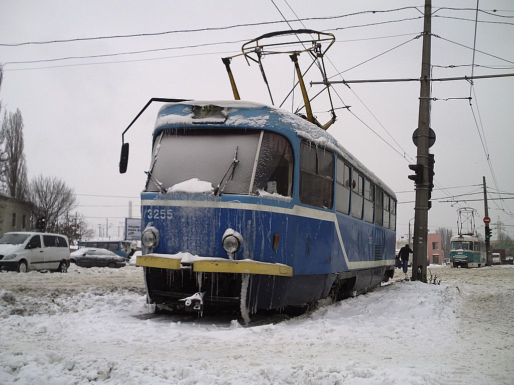 Одесса, Tatra T3R.P № 3255; Одесса — 15.12.2009 — Снегопад и его последствия