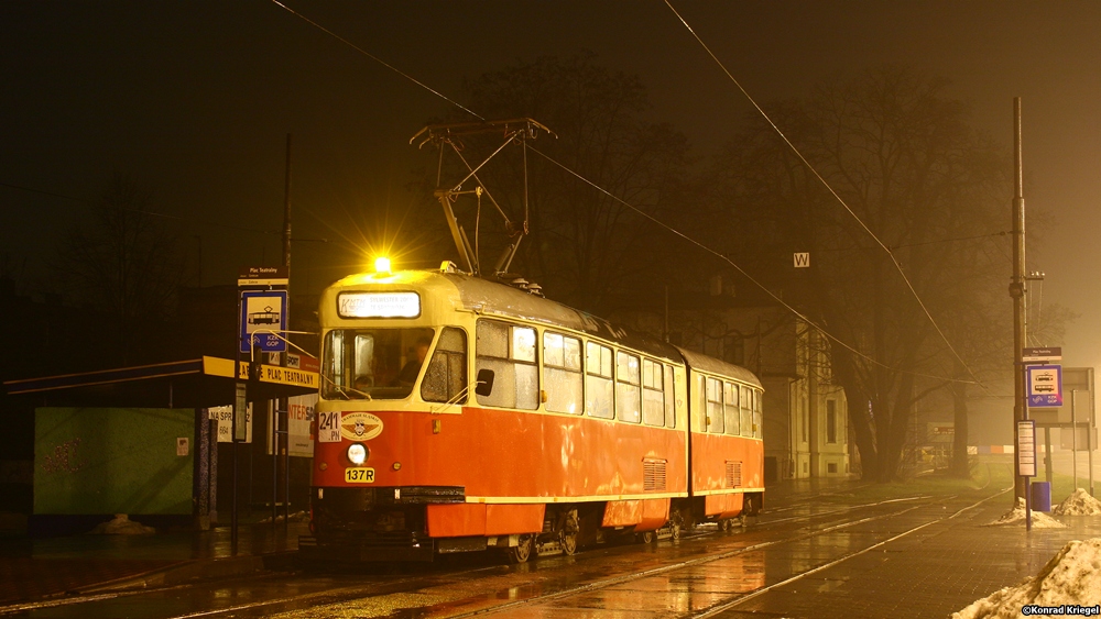 Silesia trams, Konstal 102Na № 137R; Silesia trams — 31.12.2009/01.01.2010 — New Year's Night