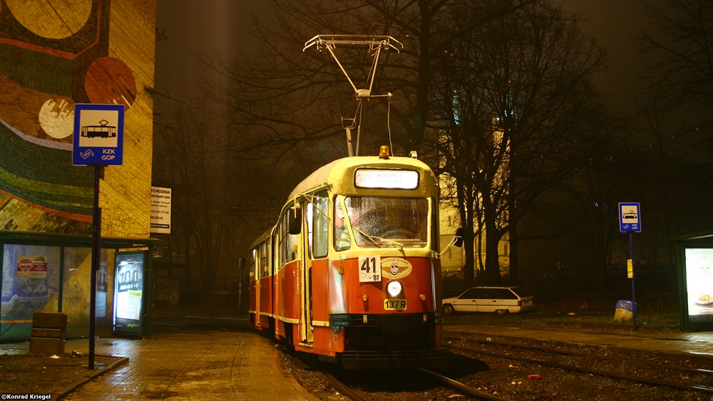 Silesia trams, Konstal 102Na № 137R; Silesia trams — 31.12.2009/01.01.2010 — New Year's Night