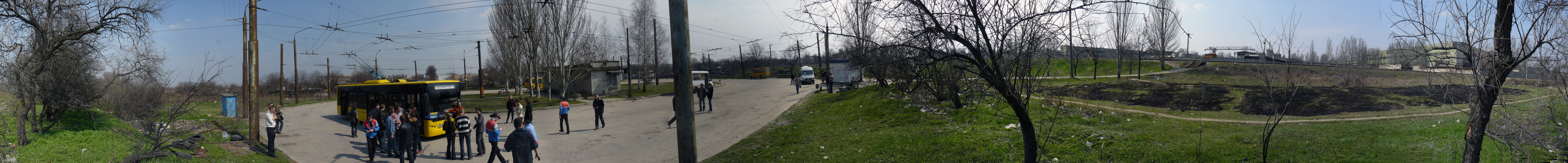 Zaporiżżia — Fantrip on the LAZ E183D1 #042 trolleybus (4 Apr 2009)