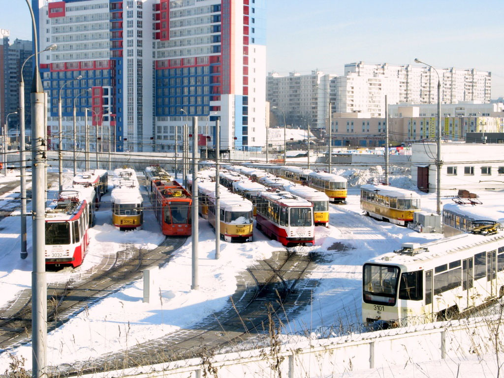 Москва — Виды с высоты; Москва — Трамвайные депо: [3] Краснопресненское. Новая территория в Строгино