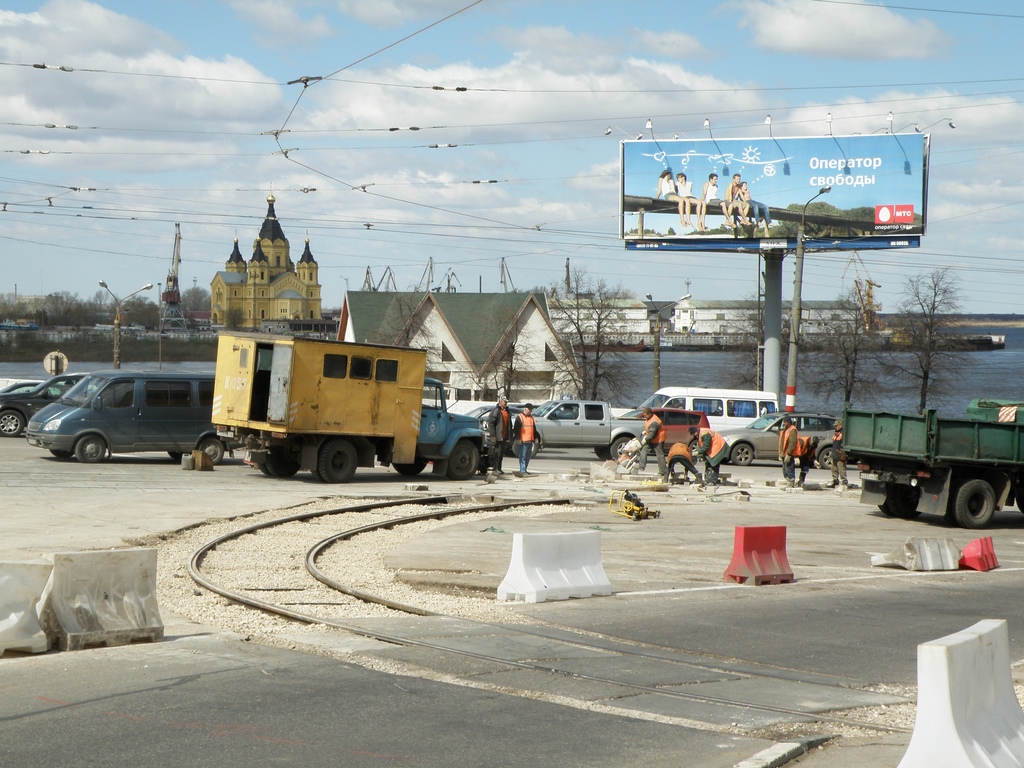 Žemutinis Naugardas — Construction tram collar around Kanavinskiy bridge