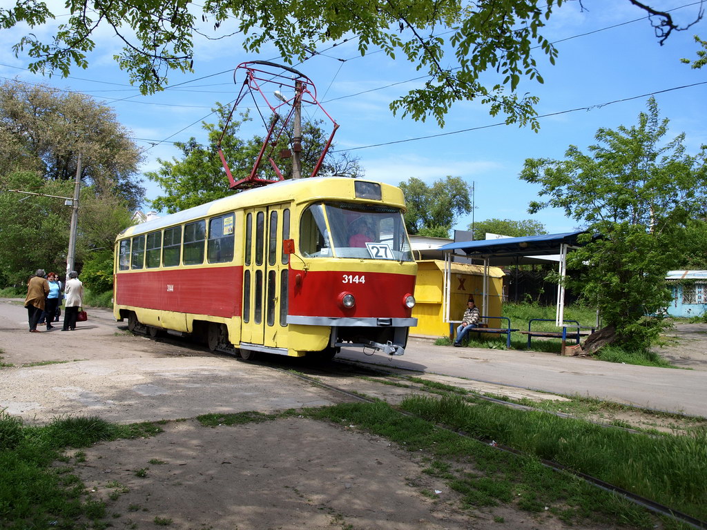Одесса, Tatra T3SU (двухдверная) № 3144; Одесса — Трамвайные линии: Вокзал → Люстдорф → Рыбный порт