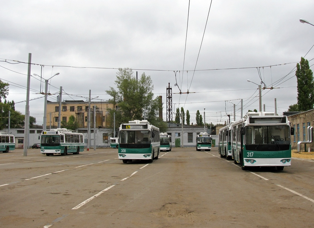 Voronezh, ZiU-682G-016.02 # 317; Voronezh, ZiU-682G-016.02 # 308; Voronezh, ZiU-682G-016.02 # 314; Voronezh — Trolleybus Depot No. 1