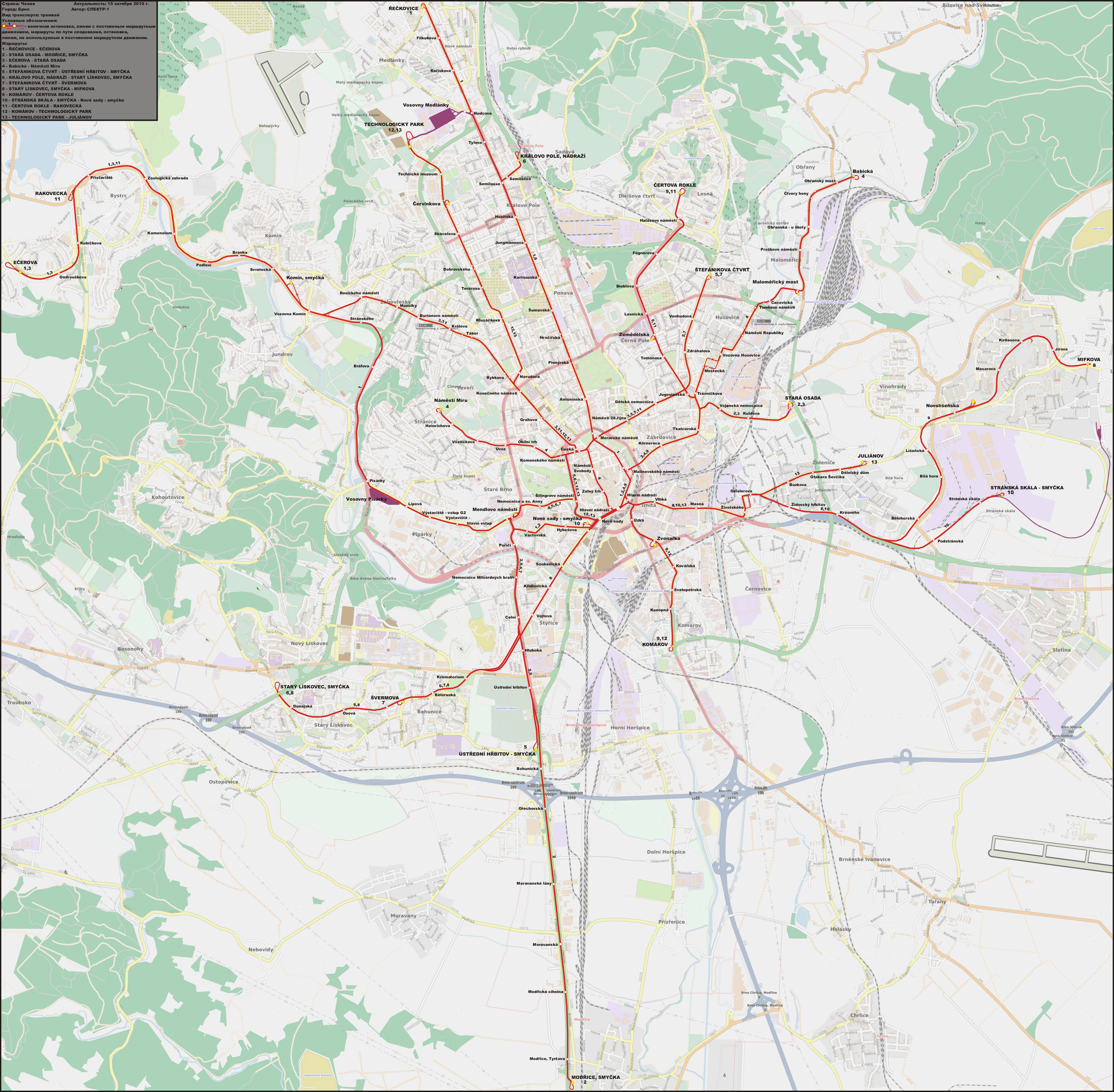 Карты, созданные с использованием OpenStreetMap; Брно — Схемы / Mapy a plánky