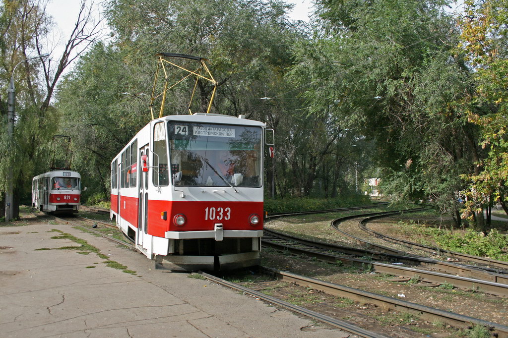 Самара, Tatra T3SU № 821; Самара, Tatra T6B5SU № 1033; Самара — Конечные станции и кольца (трамвай)