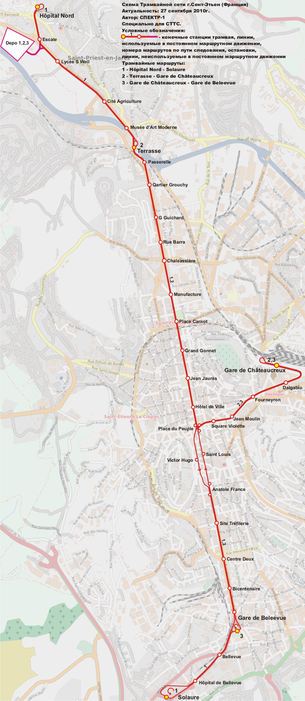 Карты, созданные с использованием OpenStreetMap; Сент-Этьен — Схемы