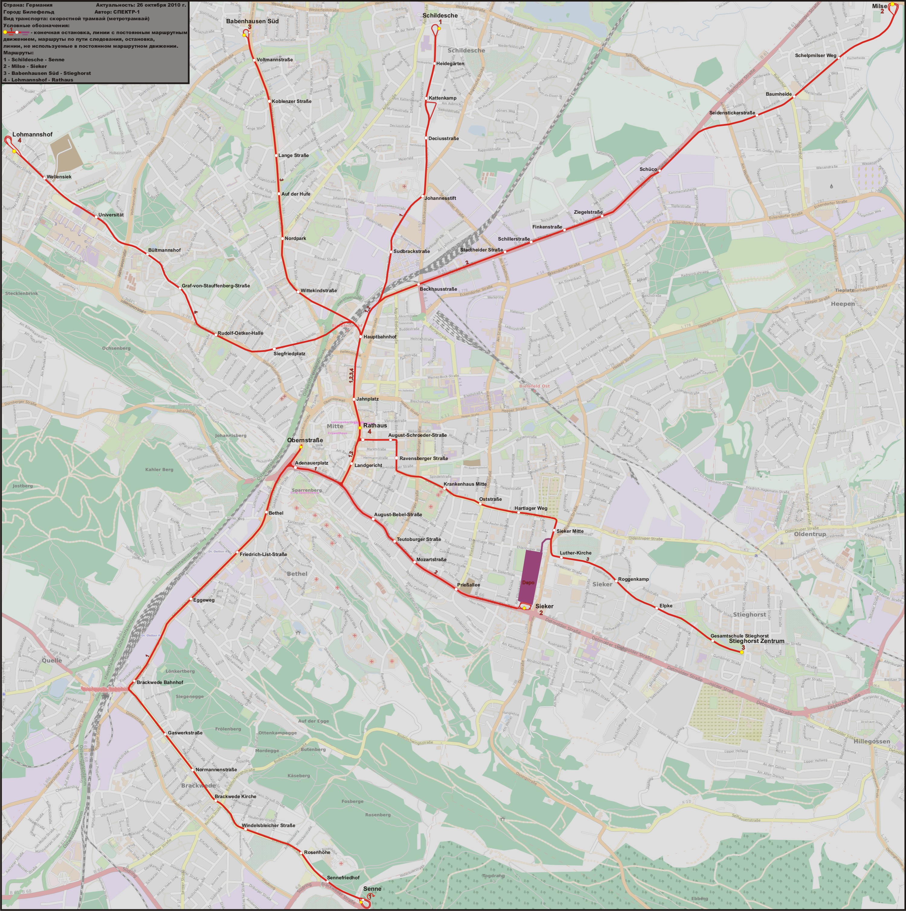 Карты, созданные с использованием OpenStreetMap; Билефельд — Схемы