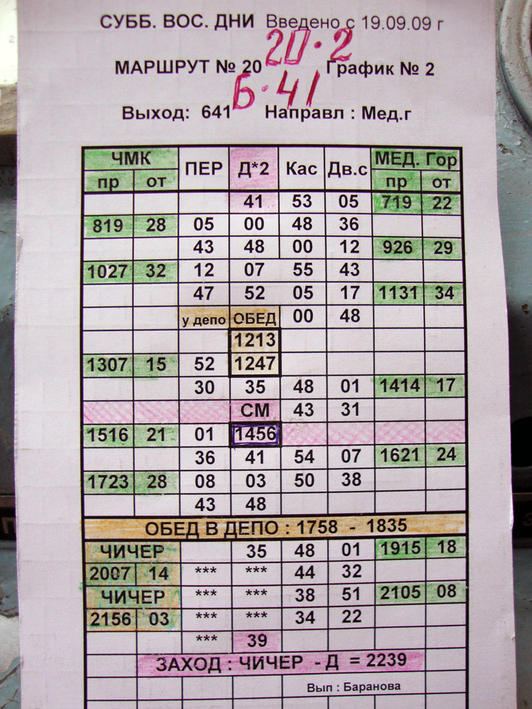 Расписание 20 маршрута трамвая