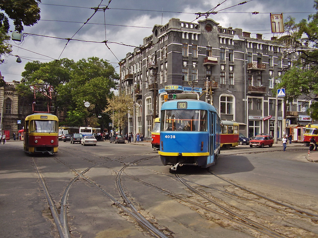 Одесса, Tatra T3SU № 3270; Одесса, Tatra T3R.P № 4038; Одесса — Трамвайные линии: Центр