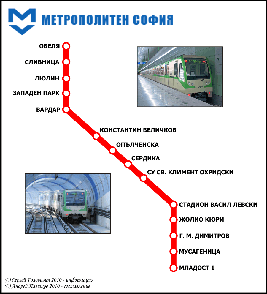 Sofia — Maps and diagrams of individual routes in the subway