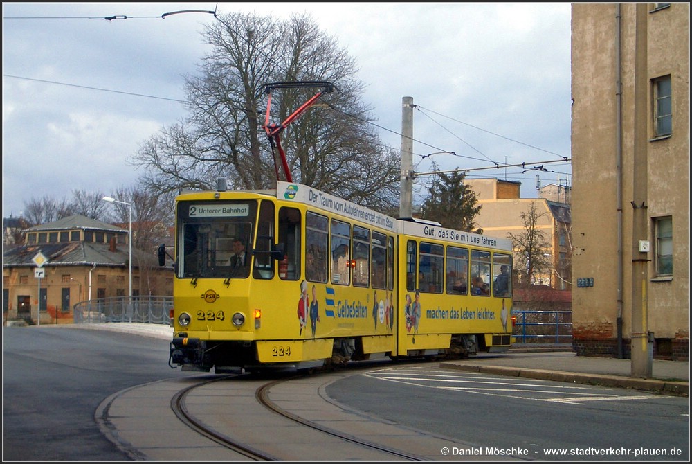 Плауэн, Tatra KT4DMC № 224; Плауэн — Линия на Unterer Bahnhof (закрыта 30.03.2007)