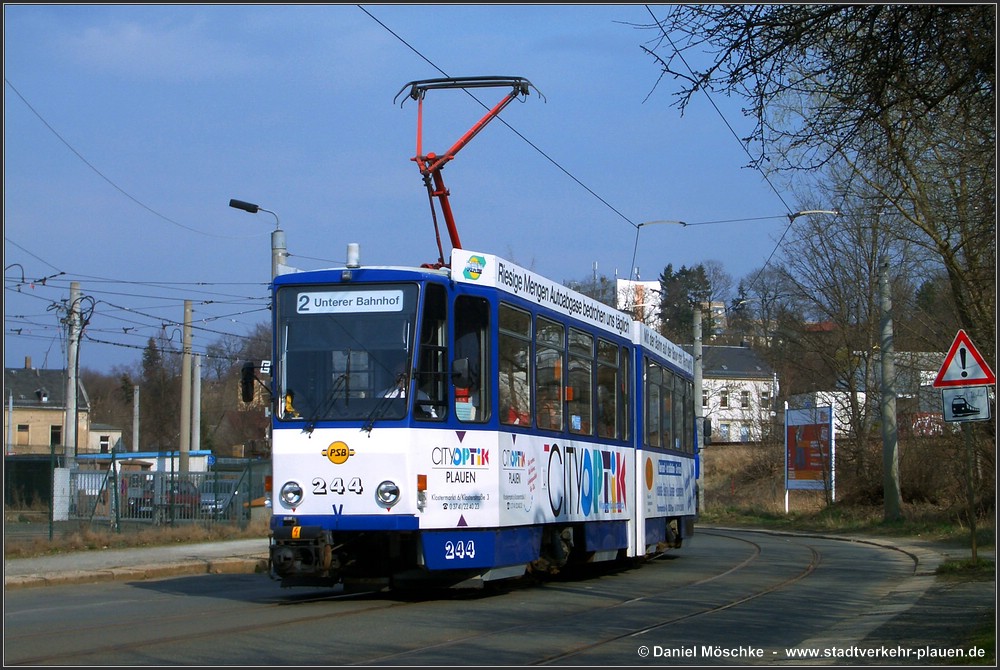 Plauen, Tatra KT4DMC № 244; Plauen — Line to Unterer Bahnhof (closed 30.03.2007)